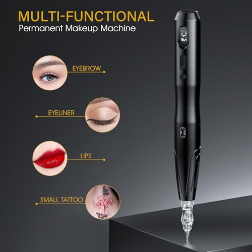 BIOMASER S20 Tattoo Gun Wireless Permanent Makeup Machine kit,Extra Grip for tattooing 10pcs Cartridges Needles for Eyebrow Lip Eyeliner Ombre Powder Brows Microshading Supplies
