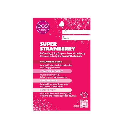 eos Lip Balm Gift Set- Super Strawberry, Limited-Edition Lip Moisturizer, Variety Pack, 0.14 oz, 4-Pack