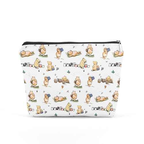 Cartoon Bear Inspirational Cute Makeup Bag Bear Inspired by Classic Gifts Pooh Bear Travel Pouch Cosmetic bag for Pooh Loving Women for birthday Party Favors Gift Zipper Toiletry Bag 03