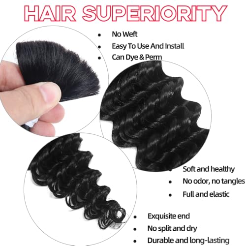 Deep Wave Human Braiding Hair 20Inch 2 Bundles 100g Bulk Human Hair for Braiding No Weft Human Braiding Hair for Boho Braids Wet and Wavy 100% Brazilian Virgin Curly Hair for Braiding Hair Extensions