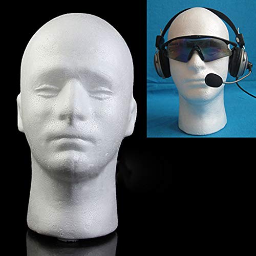 Male Head Model, Foam Mannequin, Head Model Wig Hair Hat Display Foam Mannequin Manikin White (Style 3)