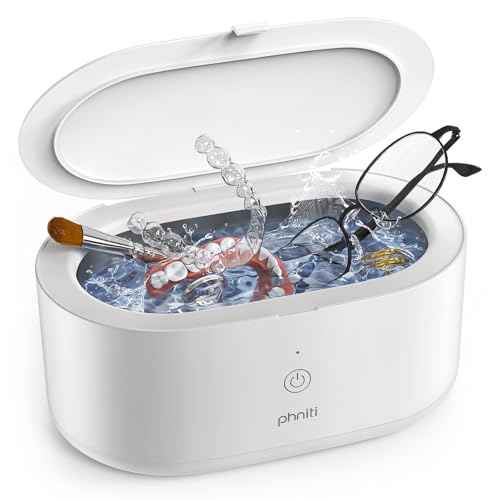 Ultrasonic Jewelry Cleaner, Phniti 20OZ Retainer Cleaner Machine 46KHz Deep Silver Rings, Necklaces, Eyeglasses, Machine Dental Use