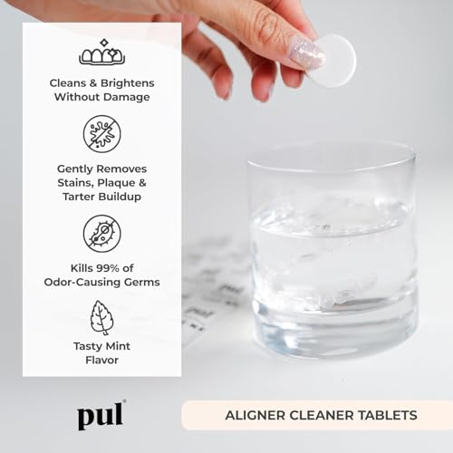 PUL Aligner Cleaner Tablets (Pack of 96) ? For Cleaning Invisalign, All Clear Aligners & Retainers ? Removes Odor, Stains, Plaque ? Cleans Dentures, Night & Mouth Guards, All Dental Removables