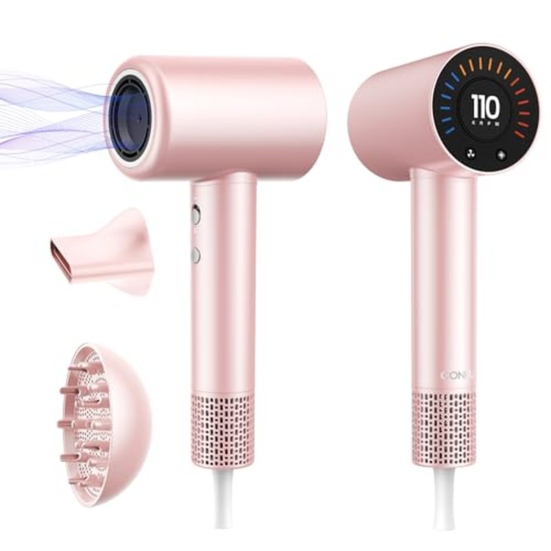 CONFU Hair Dryer, 110000 RPM Fast Drying Blow Dryer with Magnetic Diffuser and Concentrator, Professional Lightweight Ionic Hair Dryer for Women and Men