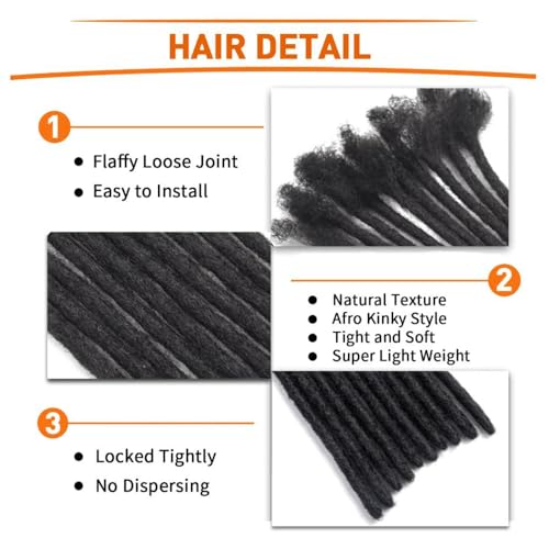 Dreadlock Extensions 0.6cm Thickness 8 Inch 30 Strands Real Human Hair for Man/Women/Kids Full Handmade Permanent Loc Extensions Can Be Bleached Dyed Curled