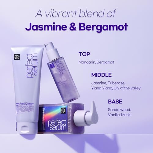 Mise En Scene Perfect Magic Straigt Serum Treatment | Anti-Frizz Cream for flyaway taming | Anti Humidity Hair Conditioner | Hydrating, Add Shine, Breakage Control | 7.77 Fl Oz