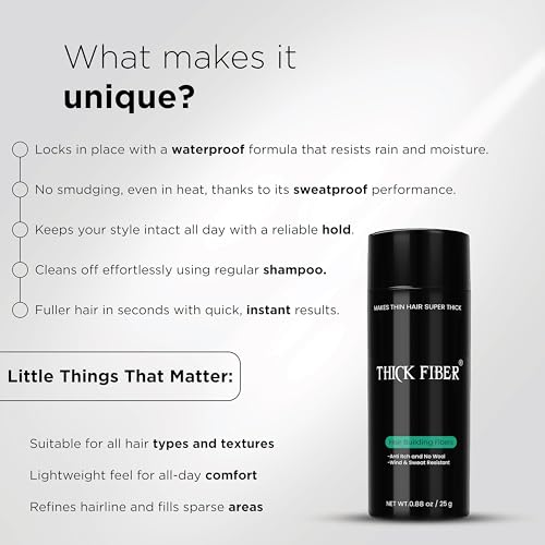 THICK FIBER Hair Fibers for Thinning Hair & Bald spots (AUBURN) - 25g Bottle - Conceals Hair Loss in Seconds - Hair Powder for Women & Men