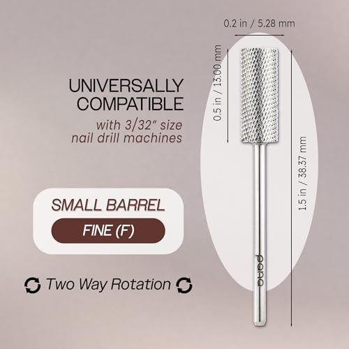 PANA Flat Top Small Barrel 3/32" Shank Size - (Silver, Fine Grit) - Fast remove Acrylic or Hard Gel Nail Drill Bit for Manicure Pedicure Salon Professional or Beginner