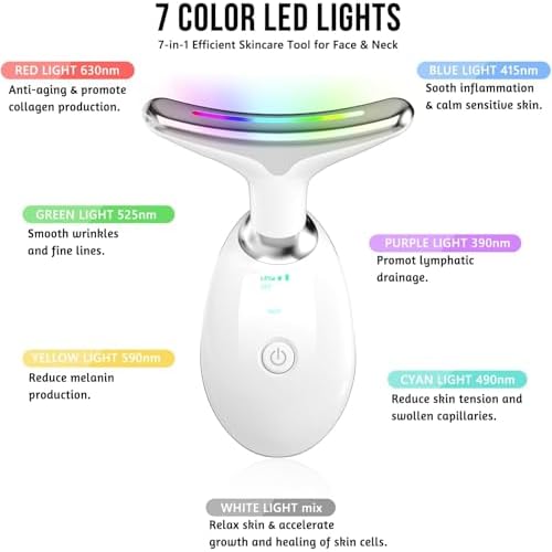 7 in 1 Face Massager Tool, Red Light Therapy for Face and Neck, Red Light Therapy Wand, Face Lift Device for Skin Care, White