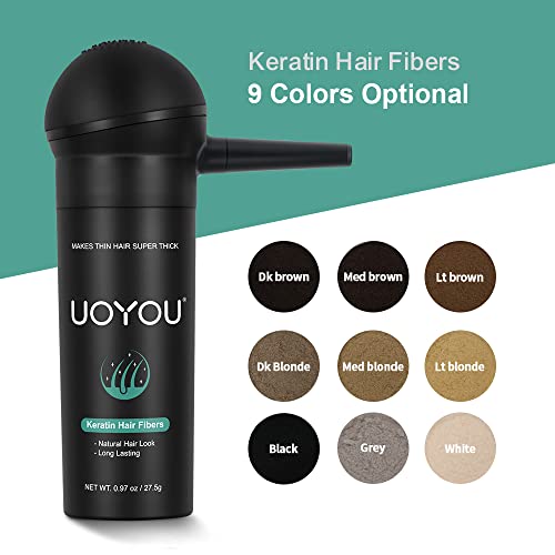 GREY Hair Fibers for Thinning Hair 27.5g Bottle with Applicator | Undetectable & Natural Keratin Hair Fibers Concealer for Hair Loss for Men and Women | Hair Building Fibres Powder [GREY]