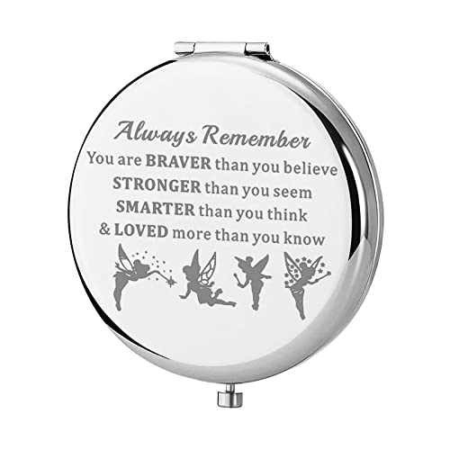 KEYCHIN Fairy Tale Pocket Mirror Fairy Pixie Cartoon Fans Gifts You are Braver Stronger Smarter Than You Think Compact Makeup Mirror for Women Girls Teenagers (Fairy Tale Mirror)