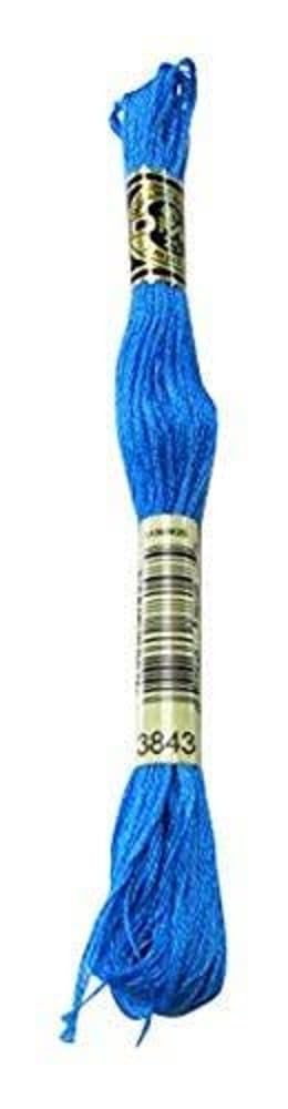 DMC 117-3843 Mouline Stranded Cotton Six Strand Embroidery Floss Thread, Electric Blue, 8.7-Yard