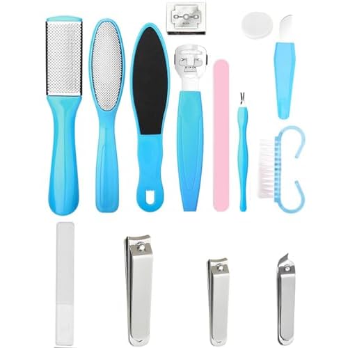 Stainless Callus Removers Set Foot File Pedicure Tools Kit for Feet Nail Clippers Set Fingernail Clipper Toenail Clipper Nail Care Tool with Travel Case for Men Women