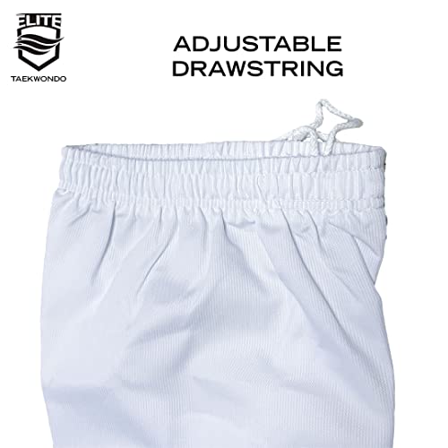 ELITE - Classic White Collar Taekwondo Uniform (TKD Dobok) Ribbed Fabric (160 (2))