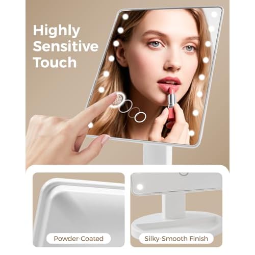 Christmas Lighted Makeup Mirror with Lights, Vanity Mirror with Lights, 16 LEDS Dimmable Desk Mirror with Light, Present Gifts for Teenage Girls, Beauty Makeup Mirror, Dorm Room Essentials for Girls