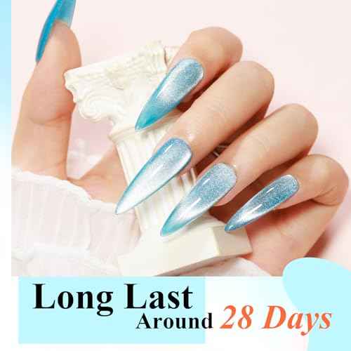 Neon Cat Eye Gel Nail Polish Set 10 Colors: Magnetic Cateye Gel Polish 9D Effect, Sparkle Glitter Bright Red Hot Pink Blue Nail Polish Long Lasting Soak Off Home Salon
