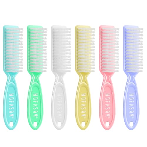 HOFASON 6 Pack Nail Brush for Cleaning Fingernails, Nail Brush Handle Grip Brush for Nail and Toenail Foot, Nail Dust Brush Manicure Pedicure Tools Scrubbing Brush Women Men Home Salon (Macaron)