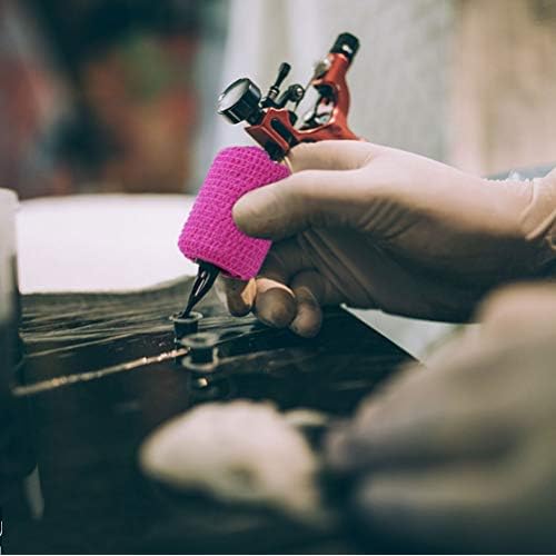 VideoPUP Tattoo Grip Cover Wrap,12PCS Disposable Cohesive Tattoo Grip Cover Elastic Bandage Handle Grip Tube for Tattoo Machine Tattoo Grip Accessories(Phosphor Pink+Purple)