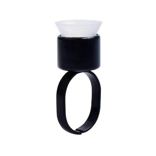 HOTWE Ink Cup Rings, Pigment Ring Caps with Sponge for Microblading Semi Permanent Makeup, Inks Glue Plastic Cups Holder for Eyelash Eyeliner Eyebrow Body Tattooing Supplies (Black 100pcs)