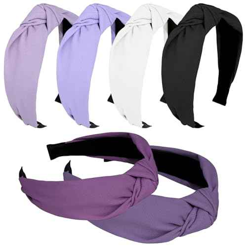 Ondder 6 Pack Top Knot Purple Headbands for Women Cloth Head Bands for Women¡¯s Hair Wide Cute Knotted Headbands for Women Non Slip Fashion Womens Girls Hair Accessories