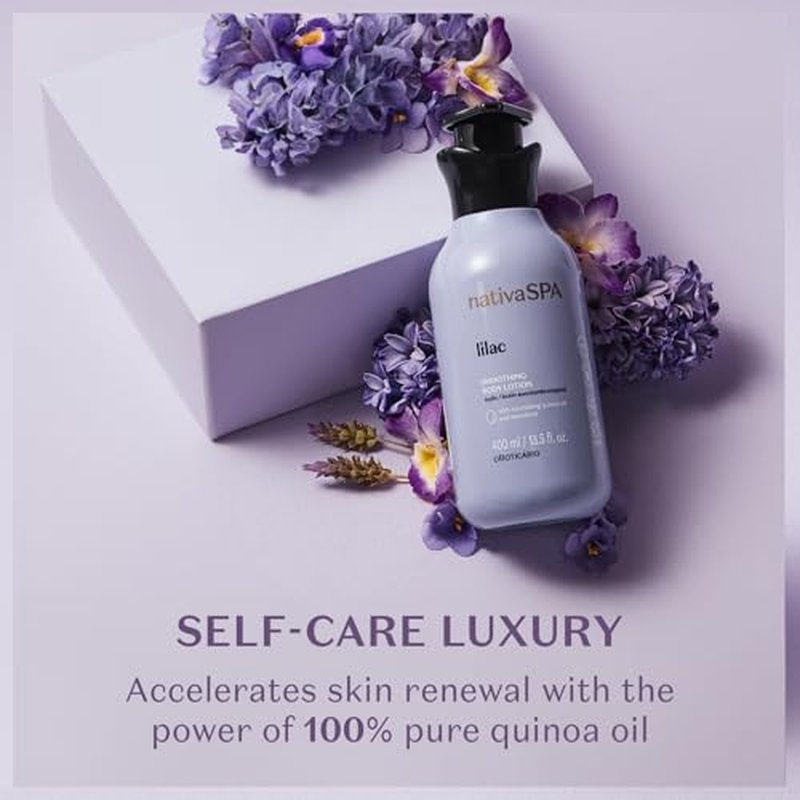 Nativa SPA by O Botic?rio, Lilac Smoothing Body Lotion with Nourishing Quinoa Oil + BioRetinol, Fragranced Skin Moisturizer, 13.5 Ounce