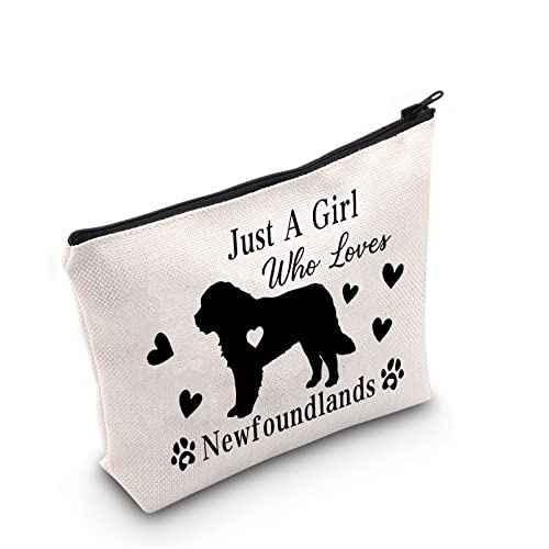 G2TUP Newfoundland Lover Gift Who Loves Newfoundlands Makeup Bag Newfoundland Dog Owner Gift Travel Bag (Loves Newfoundlands White Bag)