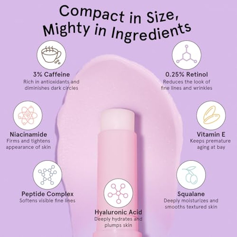 grace & stella Under Eye Brightener Balm Stick - Travel Size Toiletries - Retinol & Caffeine Eye Cream for Dark Circles, Puffiness, Wrinkles - Restore and Hydrate - Vegan Skincare (0.13oz / 3.5g)