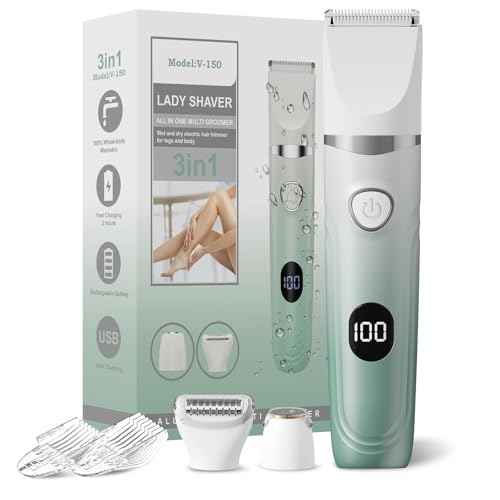 Bikini Trimmer for Women, 3 in 1 Electric Shaver for Womens,Painless Personal Body Hair Groomer,Smooth Hair Trimmer for Legs Body Facial Hair, IPX7 Waterproof