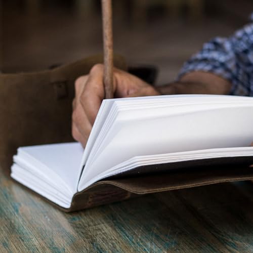 Leather Journal Notebook, Genuine Leather Journal for Men & Women Handmade Writing Travel Notebook, 240 Unlined Pages Vintage Notepad Gift: Rustic Brown (7"x5")