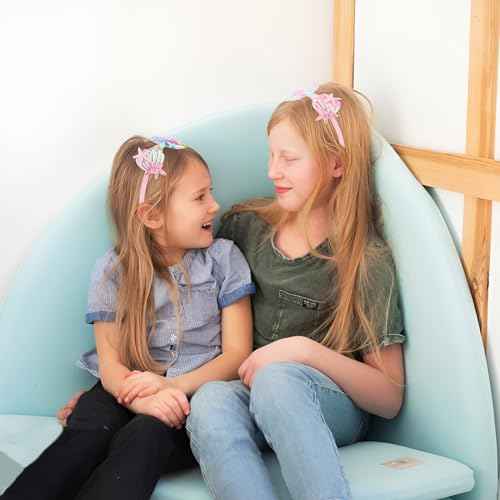 6Pcs Mermaid Headbands for Girls Fish Tail Hair Band for Women White Pink Blue Purple Light Pink Rainbow Multi-colored Headbands Seashell Ocean Theme Cute Headband