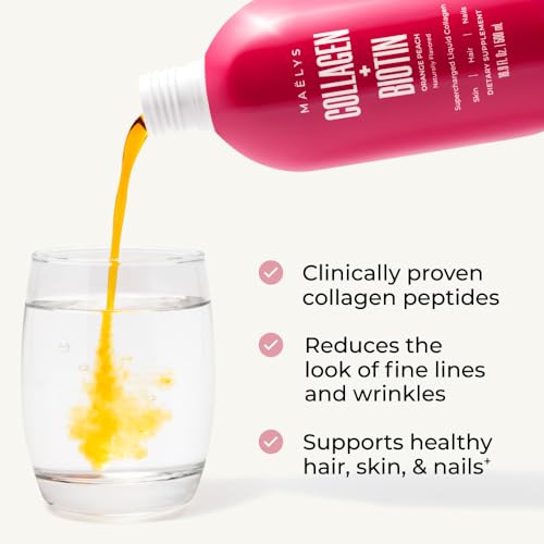 MA?LYS Super Charged Liquid Collagen for Women - Collagen Peptides Supplement with Biotin for Hair, Skin and Nails - Liquid Hydrolyzed Collagen Peptides