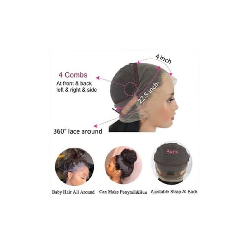 360 Body Wave Full Lace Front Wigs Human Hair Pre Plucked With Baby Hair 200 Density 360 HD Transparent Lace Front Wigs For Black Women Natural Color 24 inch