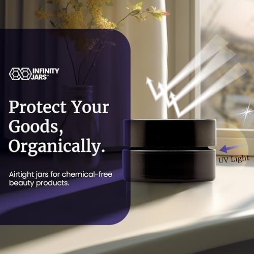 Infinity Jars 200 Ml(6.76fl OZ) Glass Lotion Container with Lid, Refillable UV Cosmetic Jar for Creams, DIY, Travel, Body Butter | Small Wide Mouth Empty Lotion Jar, Airtight Cosmetic Container Pack 3