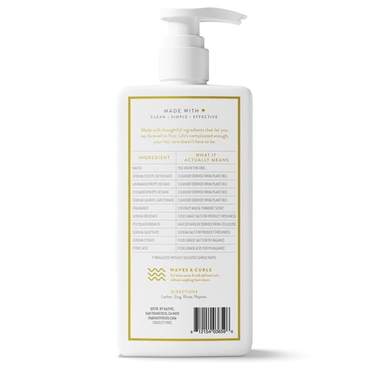 Native Curl Care 2-in-1 Shampoo & Conditioner - Coconut Milk & Turmeric, 16.5 fl oz with Pump