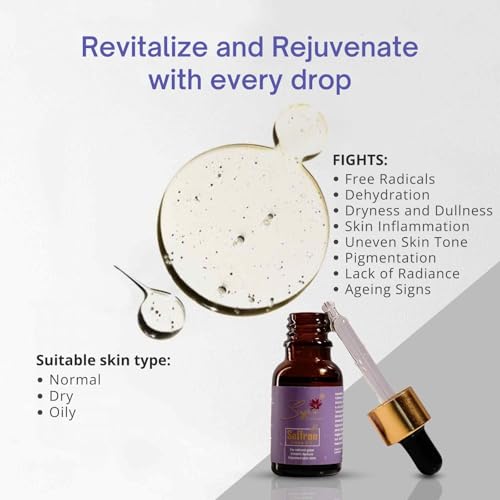 Saffr'n Brightening & Hydrating Face Oil with real and natural Saffron Strands, Squalene, Jojoba, Green Tea | 0.5 fl oz.