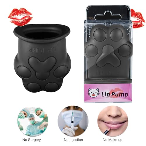 Lip Plumper Device Enhancer,Cat's Paw Cute Shape Lip Plumper Device Lip Filler Beauty Pump,Soft Silicone Cute Shape Natural Pout Mouth Tool,Sexy Lip Mouth City Lips Full of Charm Lip (Black Cat)