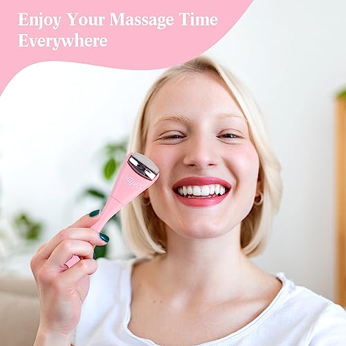 Hilph 2 Pack Mini Ice Roller for Face & Eyes, Portable Eye Roller Set with Stainless Steel and Silicone Head for Puffiness, Puffy Eyes, Facial Massage Tool, Self Care Gifts for Women, Pink