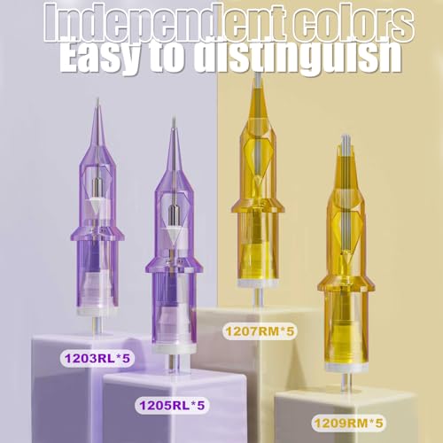 Tattoo Cartridge Needles 20Pcs Assorted #12 Round Liner Shader Magnum 3RL 5RL 7RM 9RM Disposable Tattoo Needles With Membrane Tattoo Supplies