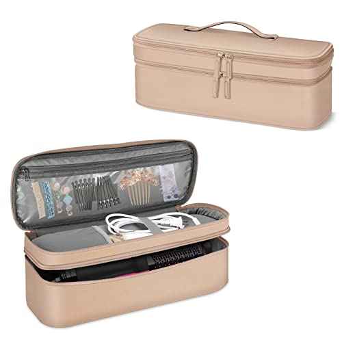 SITHON Double-Layer Travel Carrying Case for Shark FlexStyle/SmoothStyle, Water Resistant Storage Organizer Bag for Airwrap Styler, Also for Revlon One-Step Hair Dryer (Bag Only) (Rose Gold)