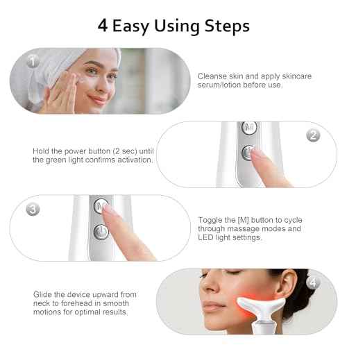 7 in 1 Multifunctional Facial Massager, Red Light Therapy for Face, Beauty Skin Care Tool for Face and Neck, Portable Facial Massager for Wrinkles and Skin Care-White