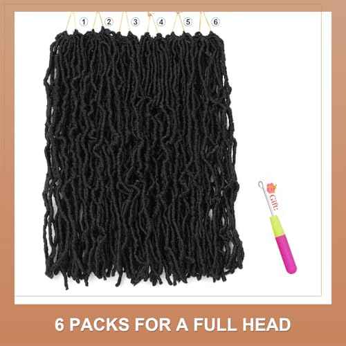 Soft Locs 24 Inch 6 Packs 108 stands Crochet Hair Faux Locs Pre-looped Super Lightweight Goddess Locs Synthetic Crochet Hair Braids For Black Women (1B, 24Inch£¨Pack of 6£©)