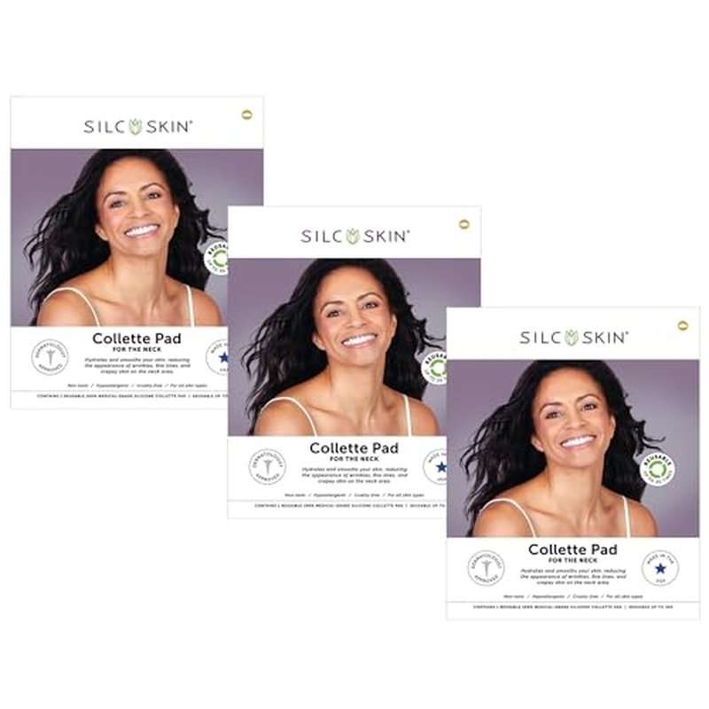 SilcSkin Collette Pad - Medical-grade Neck Wrinkle Patches, Smoothing Anti Wrinkle Pads, Reusable Silicone Patches, 90 Day Supply