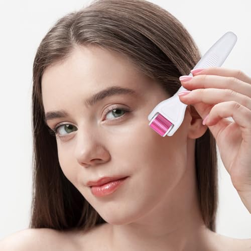 YaFex Derma Roller for Face and Body - 6 in 1 Titanium Microneedling Roller Kit Micro Needle Roller, 300 and 720 Needles 0.25mm,1200 Needles 0.3mm with 5 Replaceable Heads