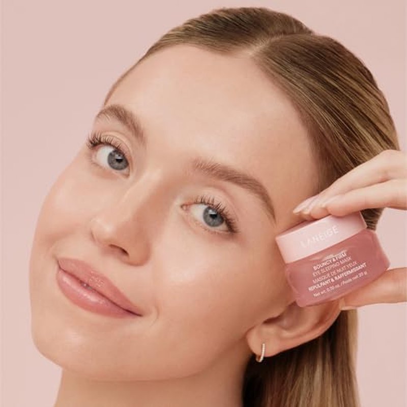 LANEIGE Bouncy & Firm Eye Sleeping Mask: Depuff and Firm with Peony & Collagen Complex, Ceramide, & 5D Hyaluronic Acid