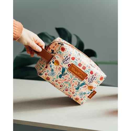 Grupo Erik Frida Kahlo Cosmetic Case | Flower Hanging Toiletry Bag, Waterproof PU Case, Travel Makeup Bag, Travel Toiletry Bag, Frida Kahlo Bag