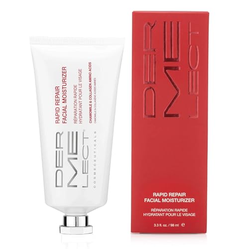Dermelect Rapid Repair Facial Moisturizer for Face Anti Aging Cream with Chamomile Azulene Collagen Avocado Oil Grape Seed, Hydrating for Sensitive Skin Dryness Dullness Fine Lines & Wrinkles 3.3 oz