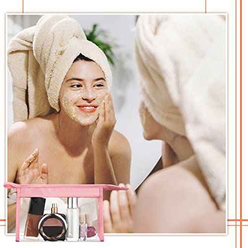 Chunful 10 Pieces Clear Makeup Bags Cosmetic Storage Bags PVC Zipper Pouches Travel Waterproof Clear Cosmetic Pouch for Women Organizing Toiletries Traveling Bathroom