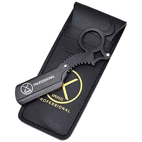 XPERSIS Professional Finger Insert Handle German Made Barber Straight Edge Shaving Razor Black (Dragon)