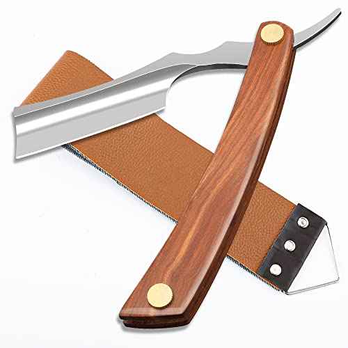 Straight Razor With Strope - Professional Straight Edge Barber Premium Stainless Steel Shaver With Shaving Strop for Men Home & Salon Grooming Using (NO.150)