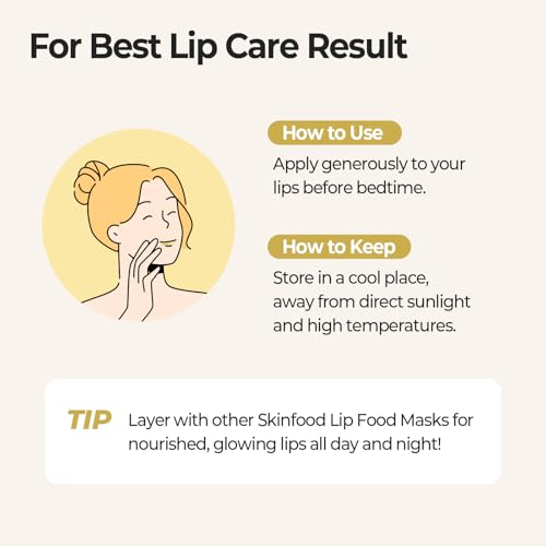 SKINFOOD Honey Sugar Lip Sleeping Mask, Lip Mask for Overnight, Korean Lip Care Product for Severely Chapped Lips, Hydrating Lip Butter for Dry Lips, Manuka Honey Lip Balm (0.71 fl. oz.)